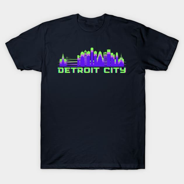 Detroit City Skyscraper Skyline T-Shirt by Room Thirty Four